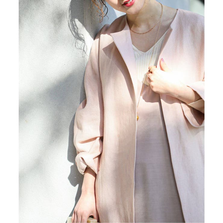 IENA]LINEN ノーカラーロングコート◇[品番：BYCW0004139]｜B.C
