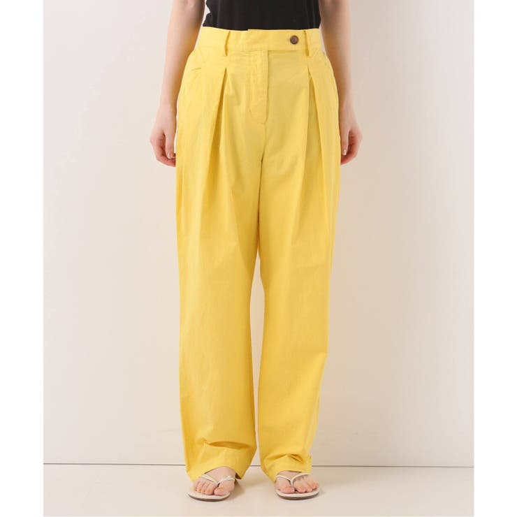 Spick and Span コットンセイヒンゾメダブルタックパンツ イエロー Spick and Span]コットンセイヒンゾメダブルタックパンツ◇[品番