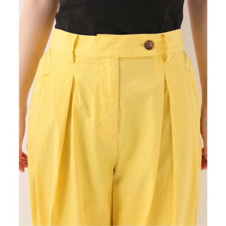 Spick and Span コットンセイヒンゾメダブルタックパンツ イエロー Spick and Span コットンセイヒンゾメダブルタックパンツ