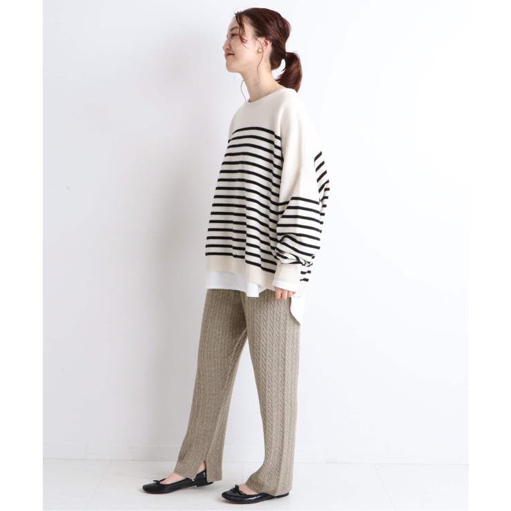 IENA＞ ウォッシャブルウールコットン ケーブルパンツ◇[品番