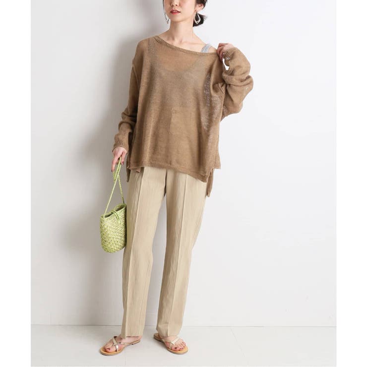 SLOBE IENA】リネン混ハイウエストストレートパンツ◇[品番