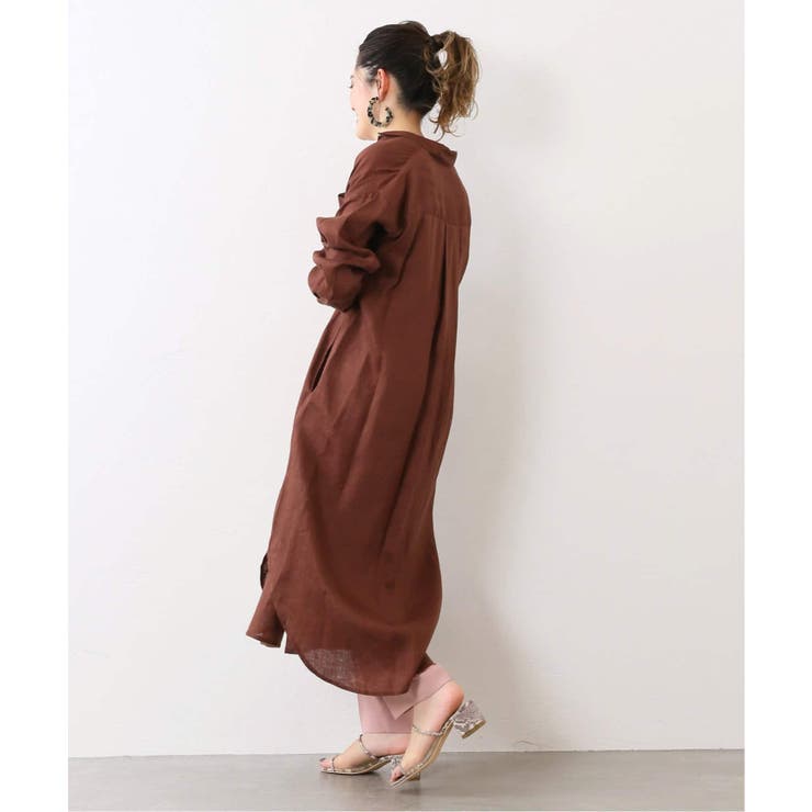 B.C STOCK]リネン100ロングシャツワンピース◇[品番：BYCW0003623