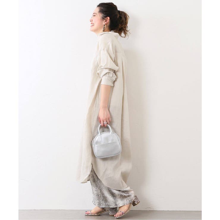 B.C STOCK]リネン100ロングシャツワンピース◇[品番