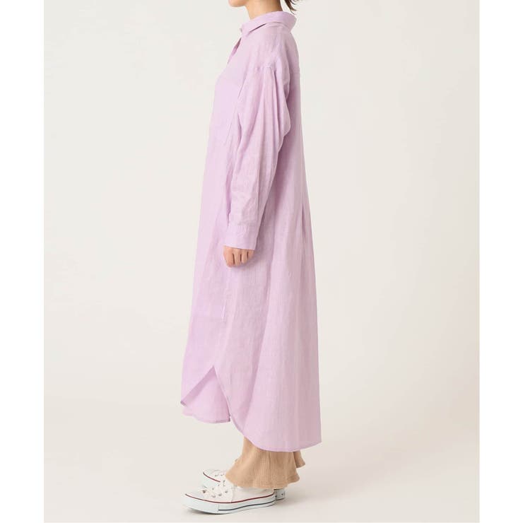 B.C STOCK]リネン100ロングシャツワンピース◇[品番：BYCW0003623