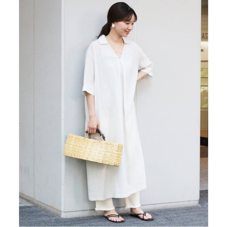 IENA】Cu/R ストライプスキッパーワンピース◇[品番：BYCW0004512 