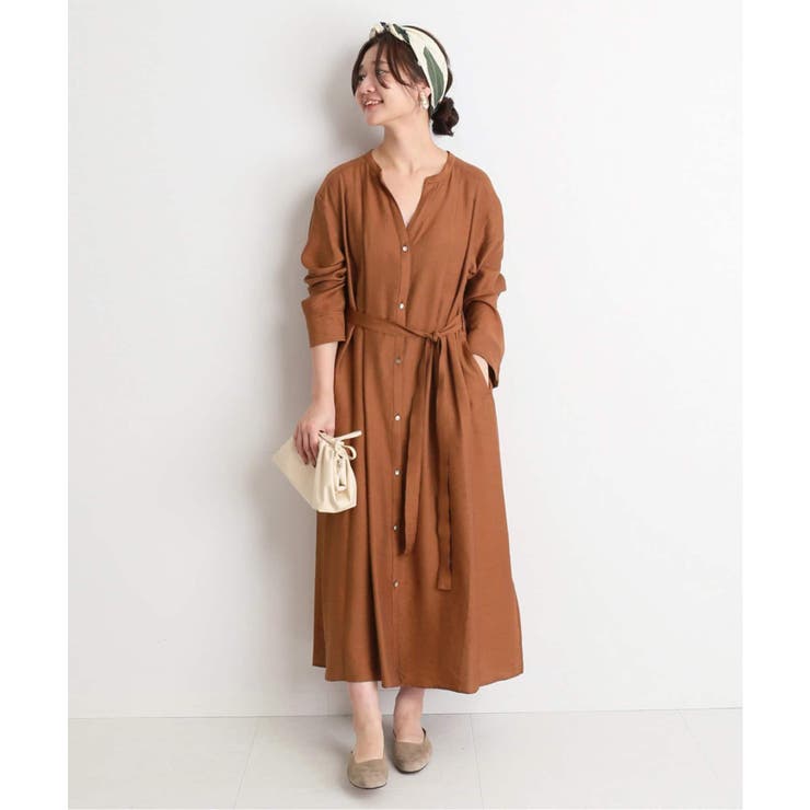 SLOBE IENA】リネン混シャツスキッパーワンピース◇[品番：BYCW0004566
