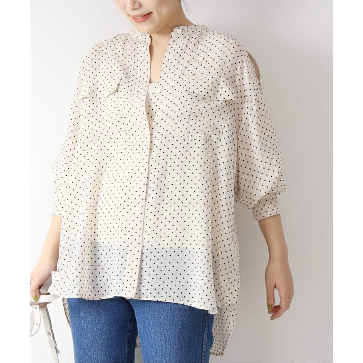 Spick &amp; Span - Spick and Span ドットフロッキーワークシャツ Spick and Span】ドットフロッキーワークシャツ[品番