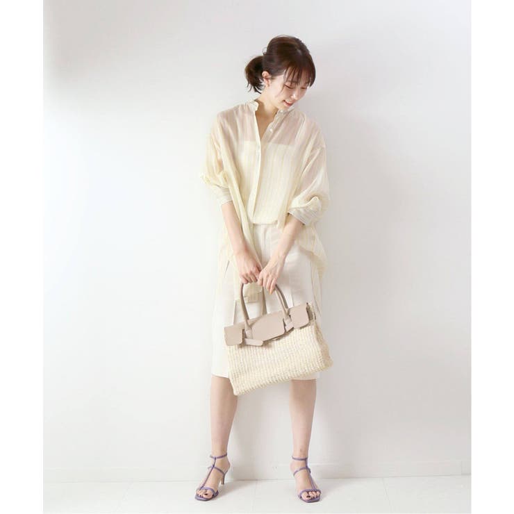 Cuオーバーストライプシャツ◆ alogo Spick and Span]Cuオーバーストライプシャツ◇[品番：BYCW0003932
