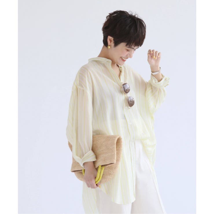 Cuオーバーストライプシャツ◆ alogo Spick and Span]Cuオーバーストライプシャツ◇[品番：BYCW0003932