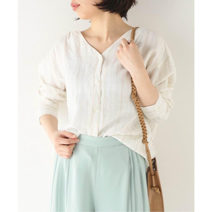 B.C STOCK]麻抜き襟 Vネックシャツ◇[品番：BYCW0003633]｜B.C STOCK