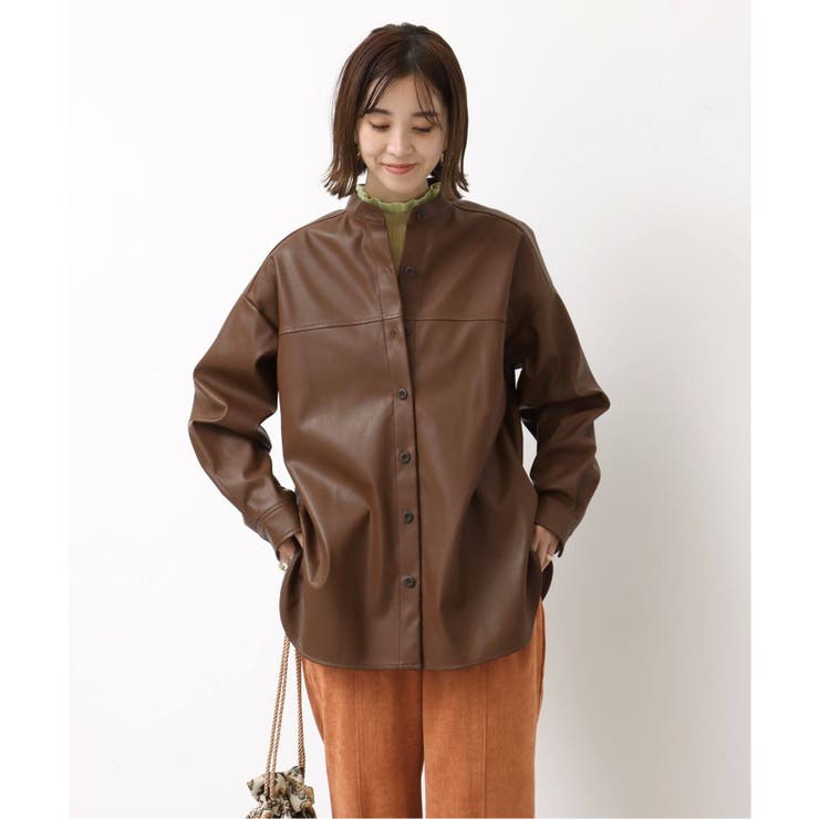 B.C STOCK ベーセーストック フェイクレザー シャツジャケット[品番