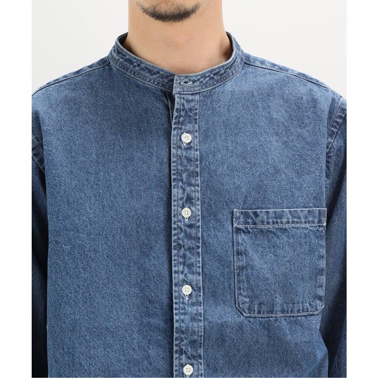 B.C STOCK デニムシャツ B.C STOCK＞ 8oz DENIMバンドカラーシャツ[品番：BYCW0009730