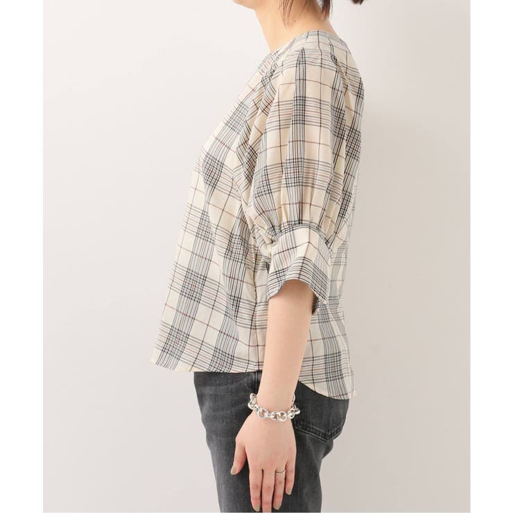 Spick and Span]チェックタックスリーブ ブラウス◇[品番