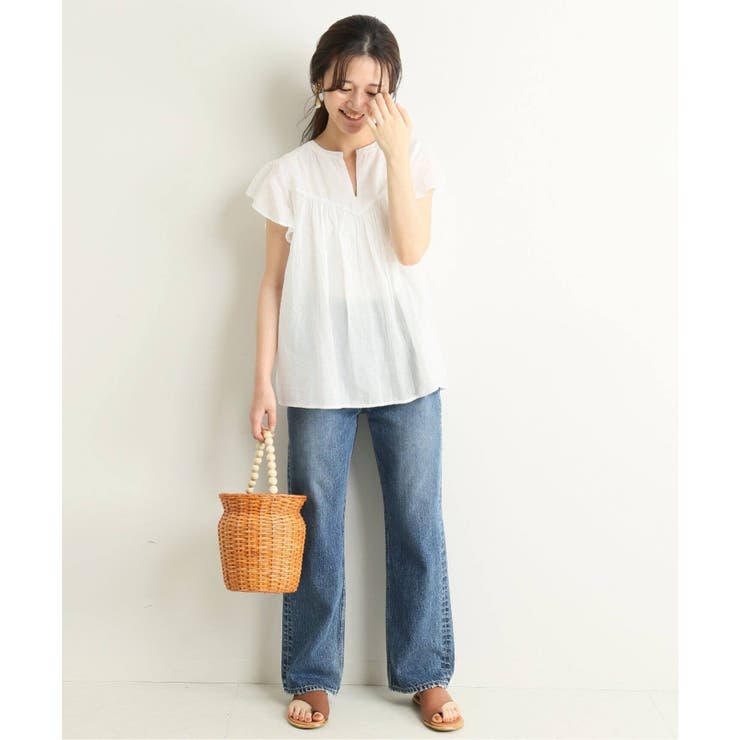SLOBE IENA】コットンボイルラッフルブラウス◇[品番