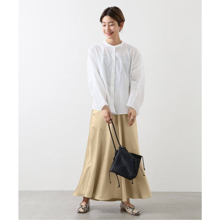 ENCHAR ホワイトサテン フレアスカート 白スカート サテンロングフレアスカート フレア|白スカート専門