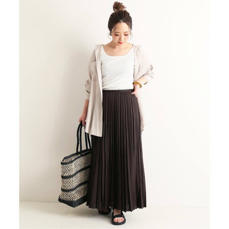 【オシャレ☆人気☆かわいい☆SLOBE IENA】茶　プリーツ　ロングスカート オシャレ☆人気☆かわいい☆SLOBE IENA】茶プリーツロングスカート