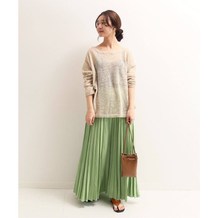 SLOBE IENA マットオーガンジープリーツスカート グリーン SLOBE IENA(スローブイエナ)の「マットオーガンジープリーツ