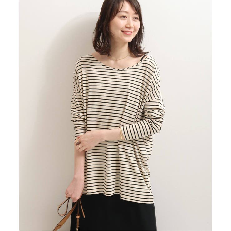 Noble ボーダーカットソー NOBLE（ノーブル） tシャツ Tシャツ スクエアネックボーダーTOPS
