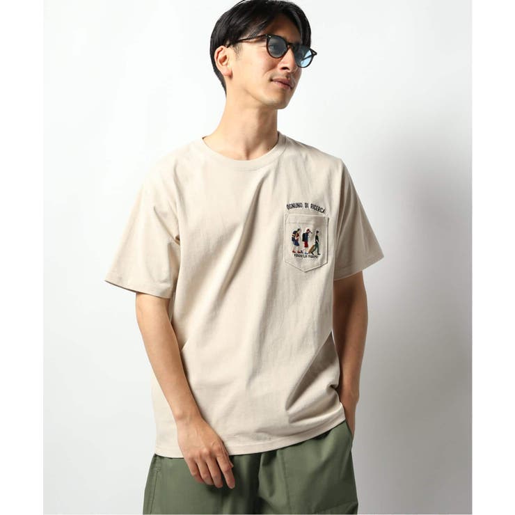 Tempary ポケット付き Tシャツ Mサイズ 最初期 ステッチデザインポケットTシャツ｜MEN｜251HSB80-382E｜AZUL BY