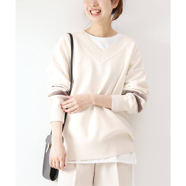 Spick & Span - 新品　Spick and Span スパックアンドスパン　ラインVプルオーバー Spick and Span]#コットンスムースライン Vプルオーバー◇[品番