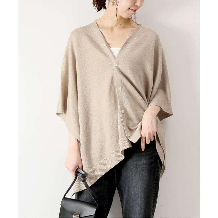 Spick and Span】フレンチリネン 2WAYポンチョ◇[品番：BYCW0004354
