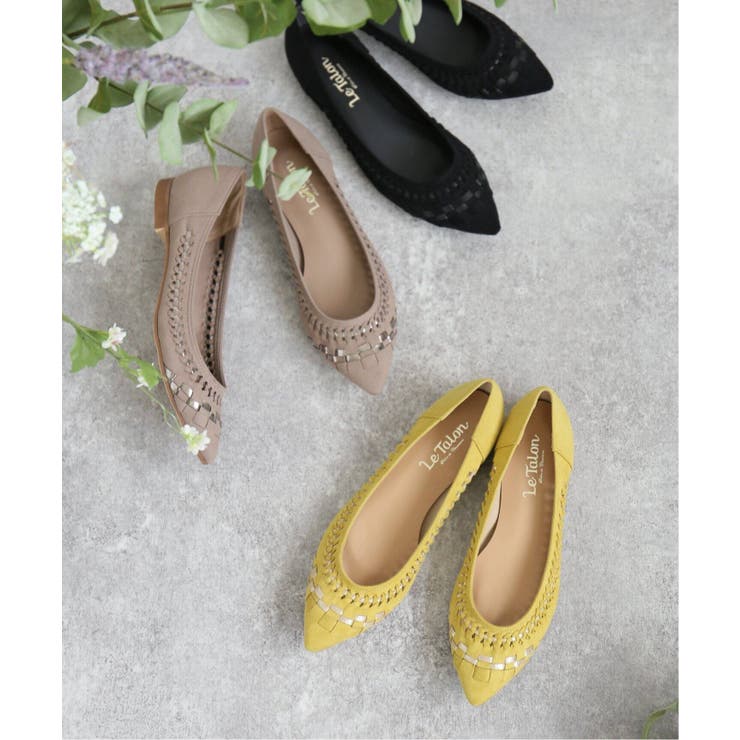 LE TALON＞ ポインテッドサシメッシュフラット◇[品番