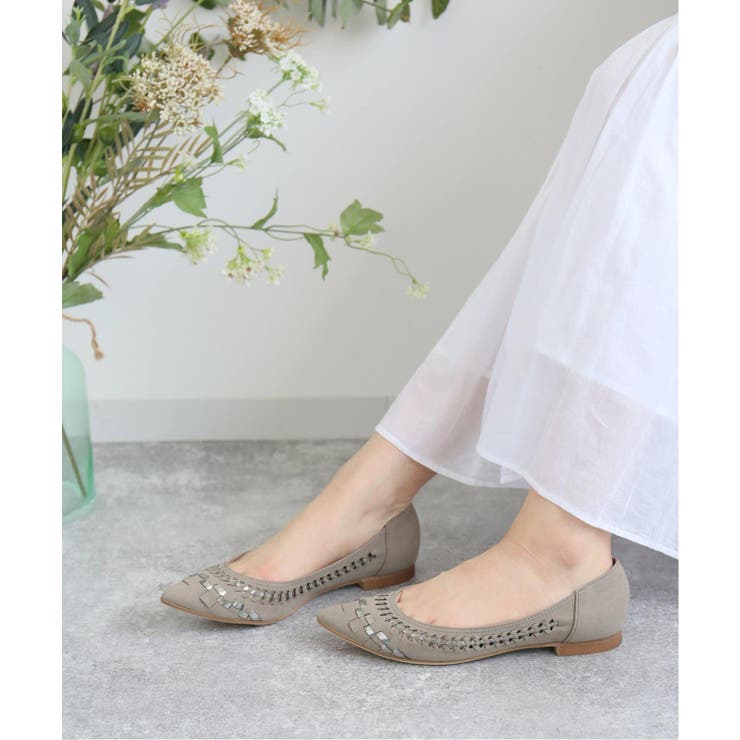 LE TALON＞ ポインテッドサシメッシュフラット◇[品番