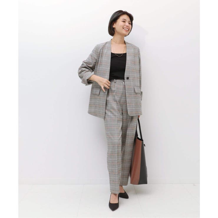 B.C STOCK＞ チェックノーカラージャケット◇[品番：BYCW0013813