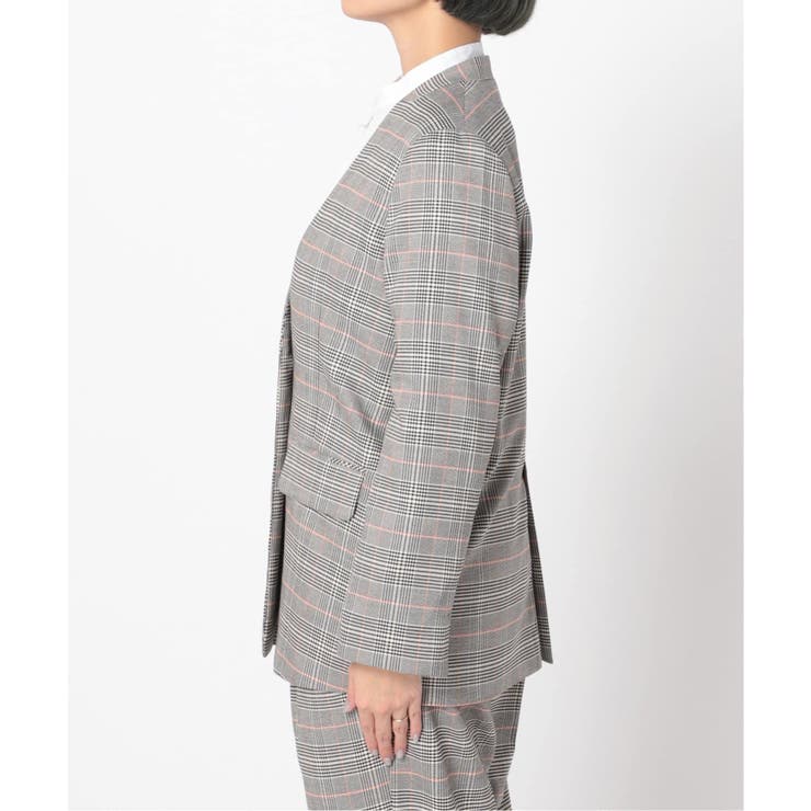 B.C STOCK＞ チェックノーカラージャケット◇[品番：BYCW0013813