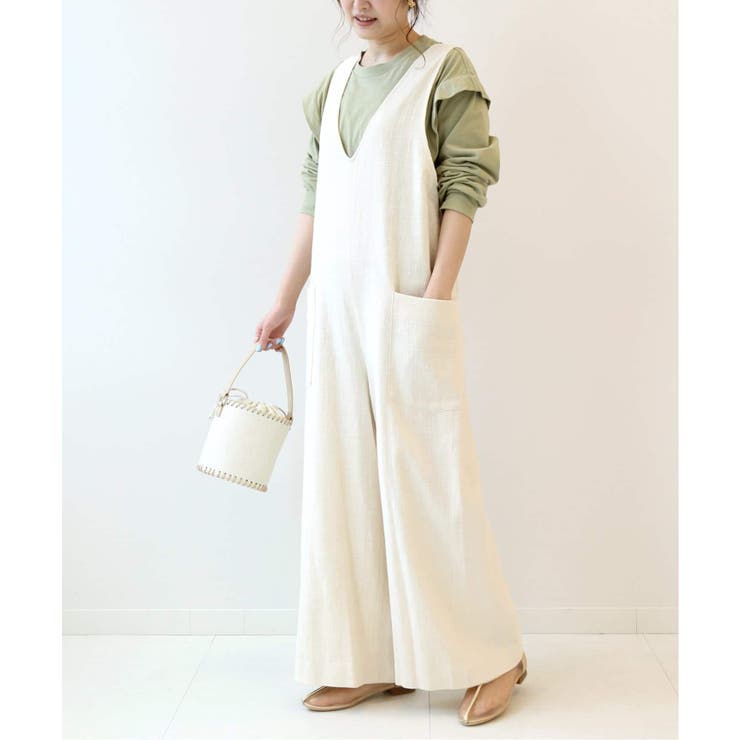 B.C STOCK＞ リネン混 ツイルサロペット◇[品番：BYCW0013199