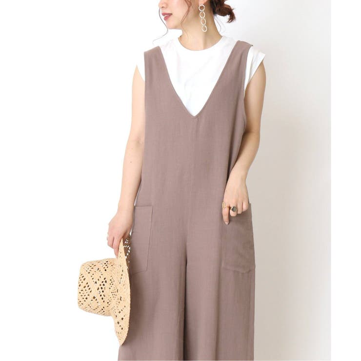 B.C STOCK＞ リネン混 ツイルサロペット◇[品番：BYCW0013199