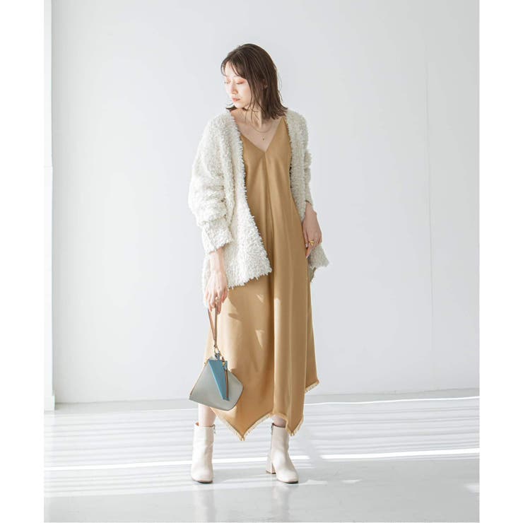 美品　ノーブル　NOBLE フリンジスカーフヘム キャミワンピース NOBLE＞ フリンジスカーフヘム キャミワンピース◇[品番