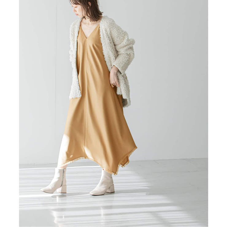 NOBLE＞ フリンジスカーフヘム キャミワンピース◇[品番：BYCW0013208  