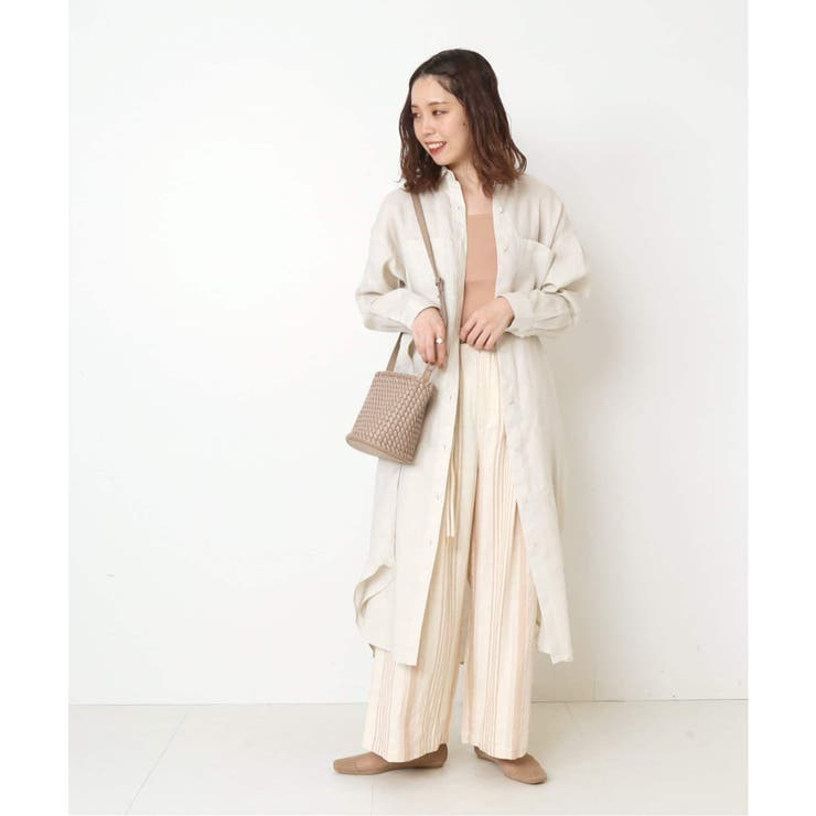 B.C STOCK＞ リネン100ロングシャツワンピース◇[品番：BYCW0013211