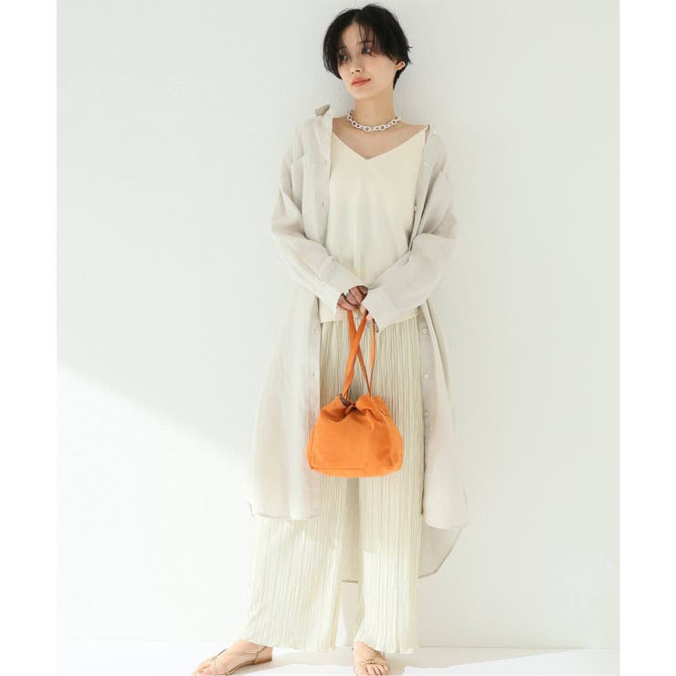 B.C STOCK＞ リネン100ロングシャツワンピース◇[品番