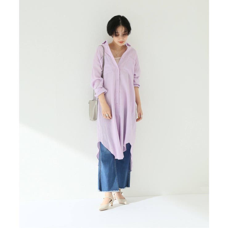 B.C STOCK＞ リネン100ロングシャツワンピース◇[品番
