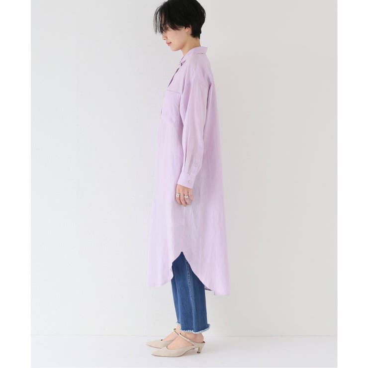 B.C STOCK＞ リネン100ロングシャツワンピース◇[品番：BYCW0013211