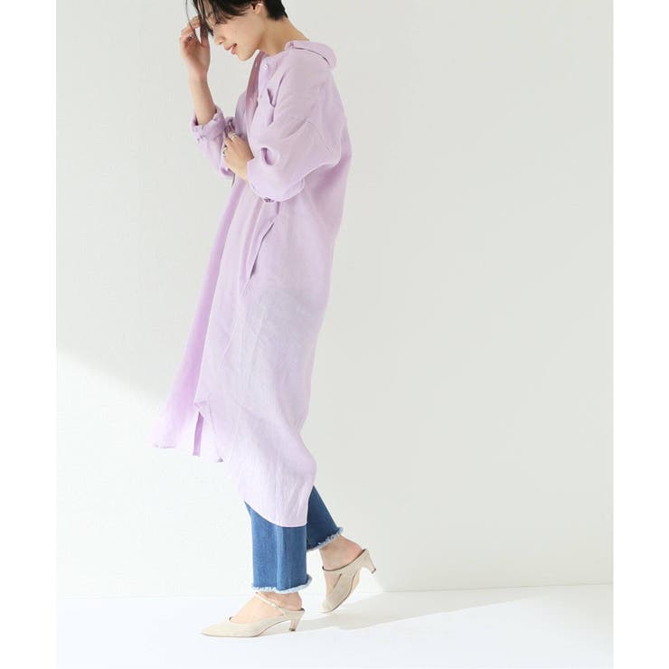 B.C STOCK＞ リネン100ロングシャツワンピース◇[品番