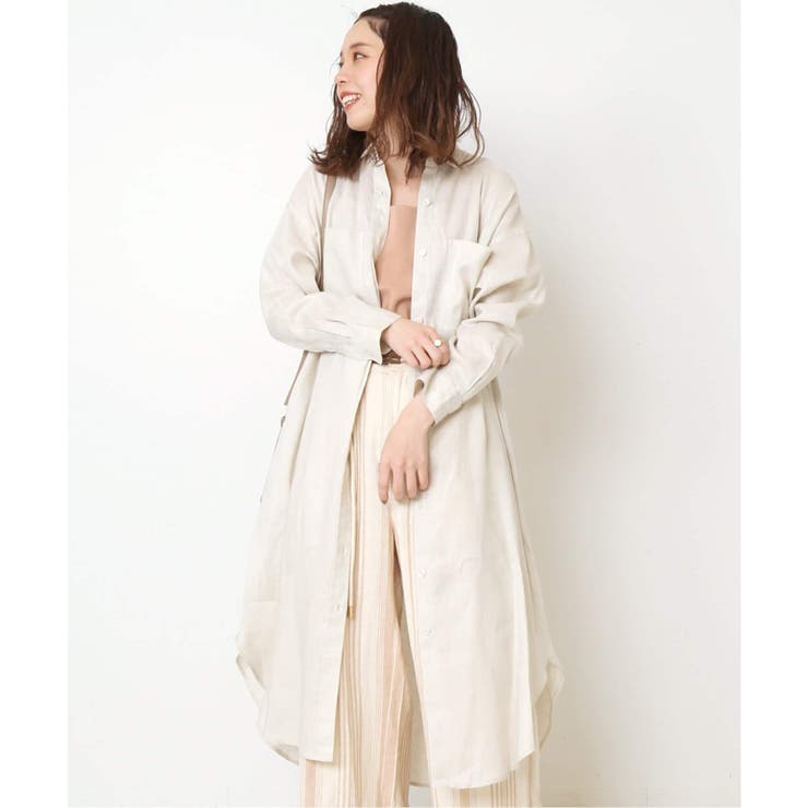 B.C STOCK＞ リネン100ロングシャツワンピース◇[品番