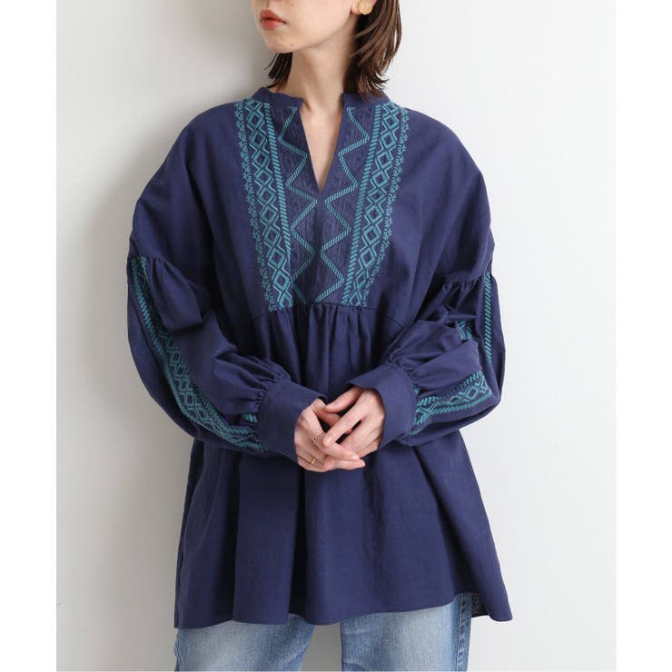 IENA＞ スキッパー刺繍ブラウス◇[品番：BYCW0013222]｜B.C