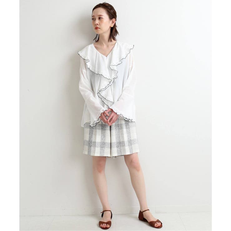 IENA＞ 《追加》コットンドビー フリル ブラウス◇[品番