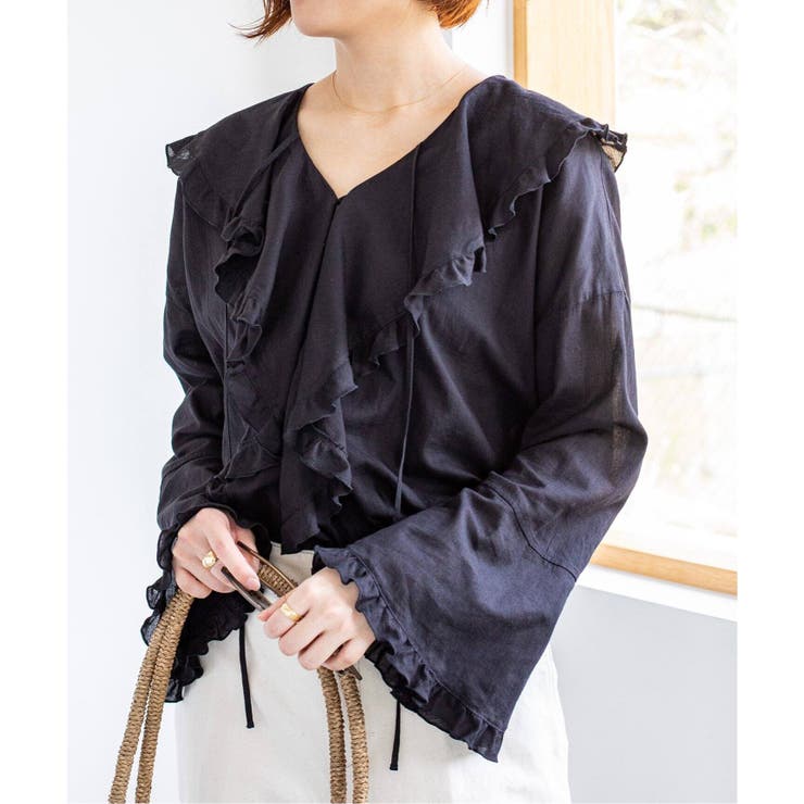 新品タグ付き IENA イエナ コットンドビー フリル ブラウス
