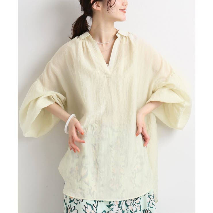 IENA＞ ヴィンテージワッシャーギャザーシャツブラウス◇[品番