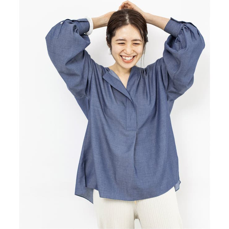 非売品 IENA＞ リヨセルダンガリーギャザーブラウス◇[品番 トップス