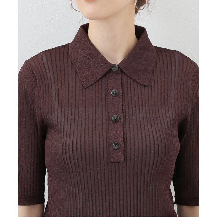 Spick and Span  ビッグボタン ポロシアーニット Spick and Span＞ シアーラメポロニット◇[品番：BYCW0013310]｜B.C