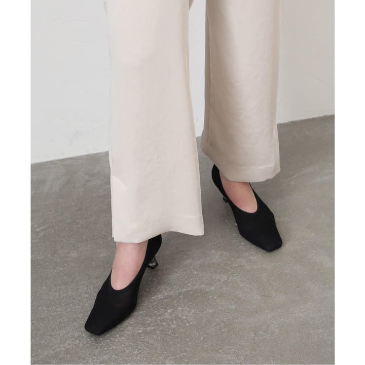 LE TALON＞ GRISE 6cmスクエアストレッチメッシュパンプス[品番