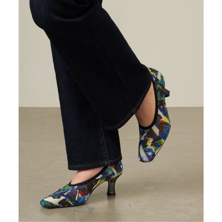 グリーン | ＜LE TALON＞ 6cmスクエアストレッチメッシュパンプス | B.C STOCK