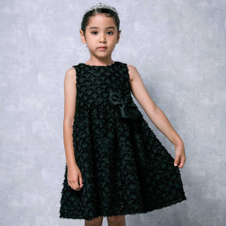 ブラック | シャギージャガードドレス(100~140cm) | BeBe