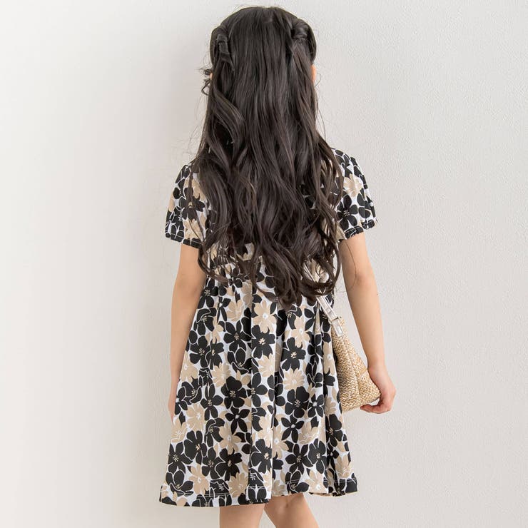 BEBE 花柄フォーマルワンピース 強撚スムースレトロ花柄ワンピース(80~140cm)[品番：BEBK0009022