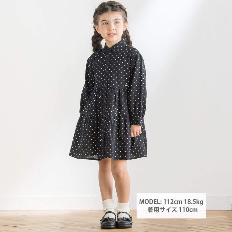 お揃い】ドットティアード長袖シャツワンピース(90~150cm )[品番：BEBK0009448]｜BeBe（ベベ）のキッズファッション通販｜SHOPLIST（ショップリスト）